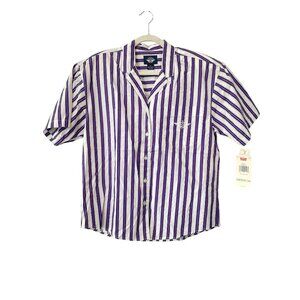 Vintage 80s Levis Dockers Striped Button Down Shirt Size Medium Deadstock NEW